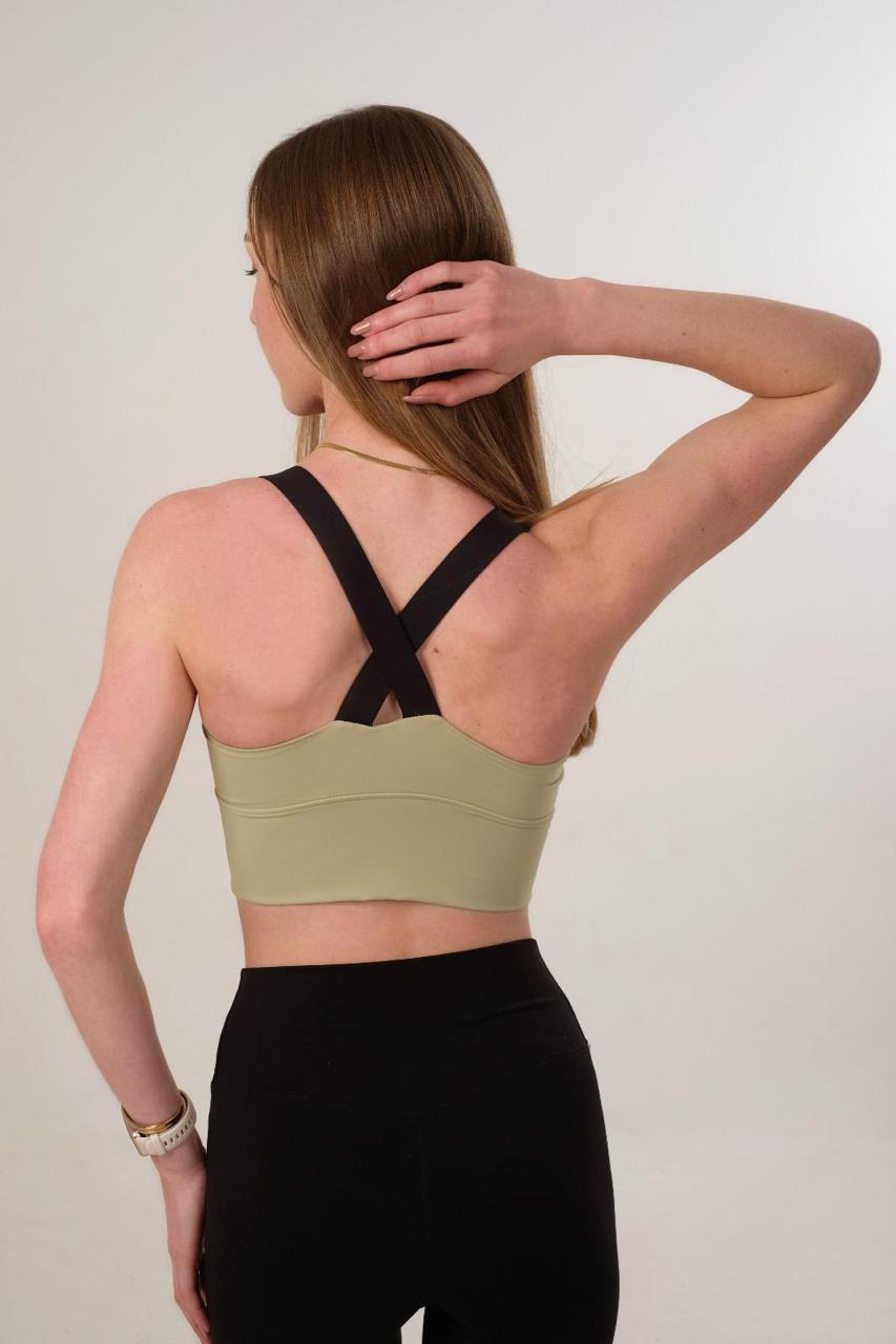 MOV Made Of Vigor Green and Black Sports Bra or Crop Top 