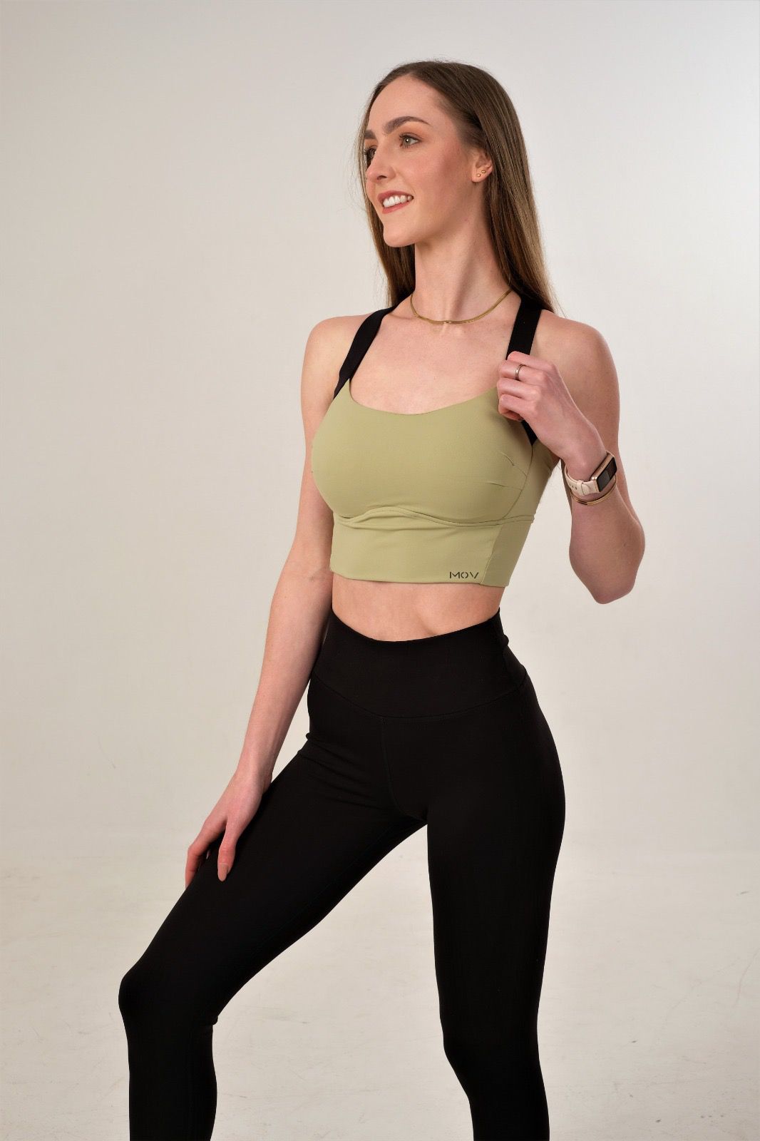 MOV Made Of Vigor Green and Black Sports Bra or Crop Top 