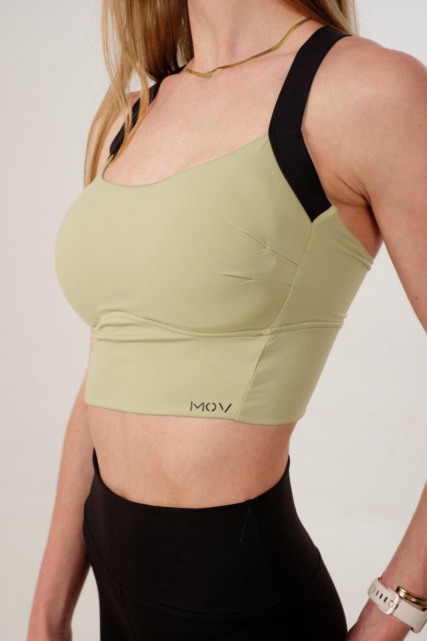 MOV Green and Black Sports Bra / Crop Top